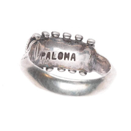 sz8.5 Janice Paloma Zuni Vintage sterling silver green turquoise row ring