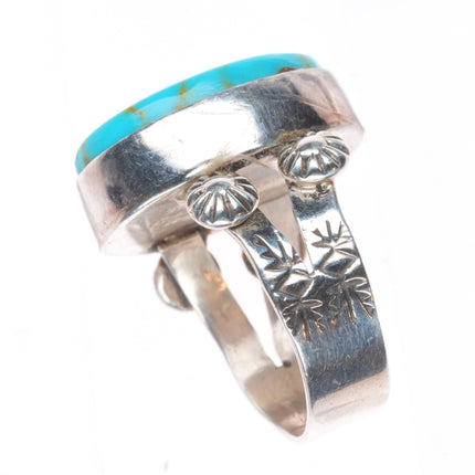 sz8 Ruth Ann Begay Navajo sterling silver ring with nice turquoise