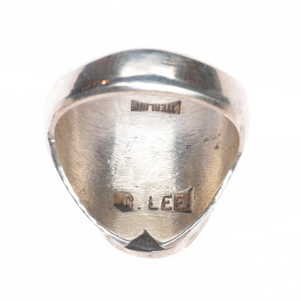 sz13 Cecil Lee Navajo sterling silver opal hummingbird inlay men's ring