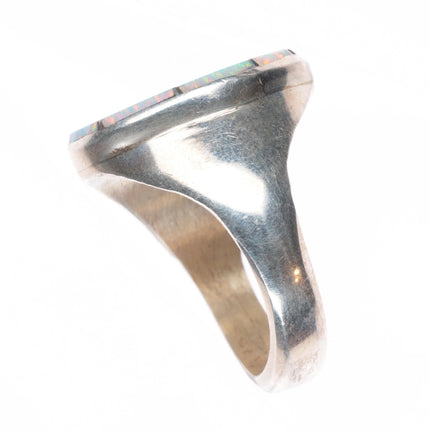 sz13 Cecil Lee Navajo sterling silver opal hummingbird inlay men's ring