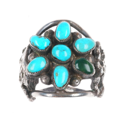 sz7 vintage Navajo 7 stone turquoise star ring sterling silver