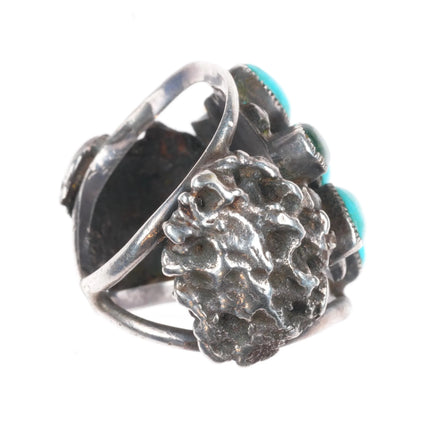 sz7 vintage Navajo 7 stone turquoise star ring sterling silver