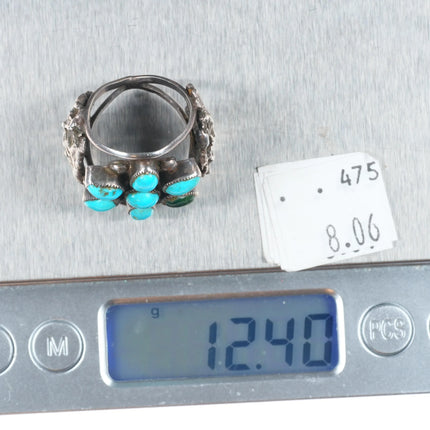 sz7 vintage Navajo 7 stone turquoise star ring sterling silver