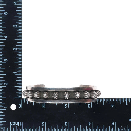 7.5" Ernest Rangel Navajo  sterling silver spiked/studded cuff bracelet