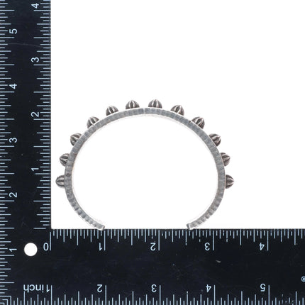 7.5" Ernest Rangel Navajo  sterling silver spiked/studded cuff bracelet