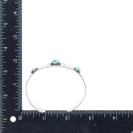 6.6" 30's-40's Navajo sterling silver turquoise cuff bracelet nice stampwork