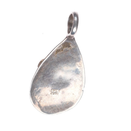 Effie Calavaza Zuni sterling silver, turquoise, coral snake pendant