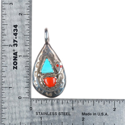 Effie Calavaza Zuni sterling silver, turquoise, coral snake pendant