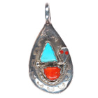 Effie Calavaza Zuni sterling silver, turquoise, coral snake pendant