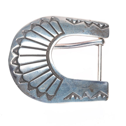 Vintage Navajo southwestern sterling silver ranger belt buckle set 3/4"