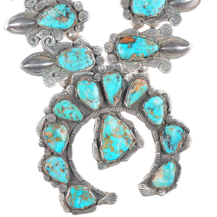 26" Large Dan Simplicio Zuni turquoise/sterling silver squash blossom necklace