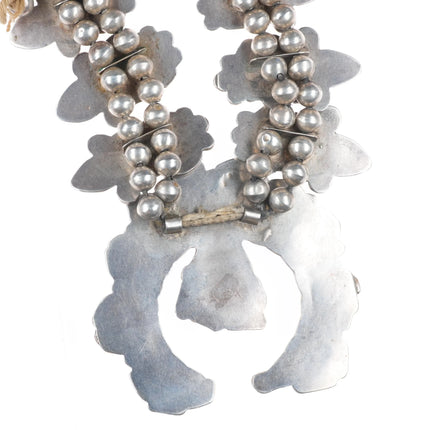 26" Large Dan Simplicio Zuni turquoise/sterling silver squash blossom necklace