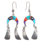 Phil Loretto (Cochiti/Jemez) sugilite, turquoise, coral intricate  earrings