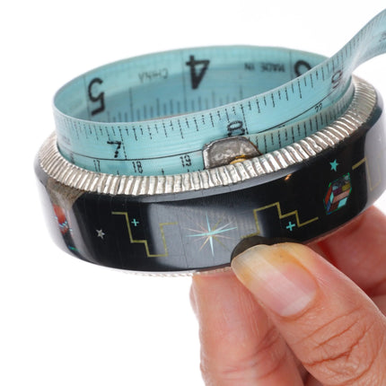 7.6" Alvin Yellowhorse Navajo sterling silver multi-stone inlay bangle bracelet