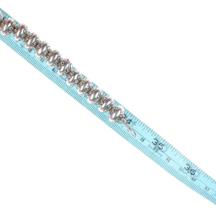 34" Huge Navajo Pearl hand stamped sterling silver graduated beaded necklace