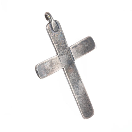 40's-50's Navajo sterling silver stamped cross pendant w/turquoise