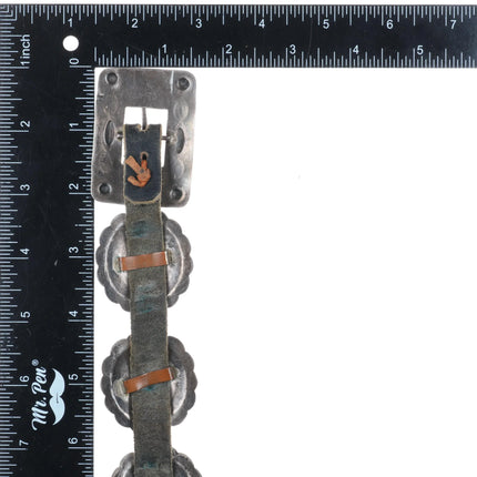 39" 40's-50's Vintage Navajo hand stamped sterling silver concho belt