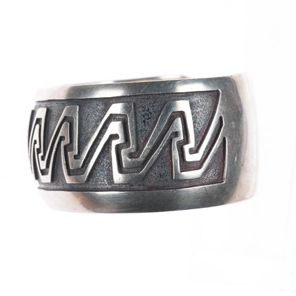 6.3" DS Native American Overlay cuff bracelet Navajo/Hopi sterling silver