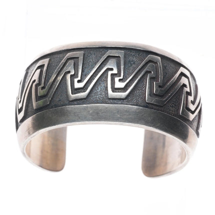 6.3" DS Native American Overlay cuff bracelet Navajo/Hopi sterling silver