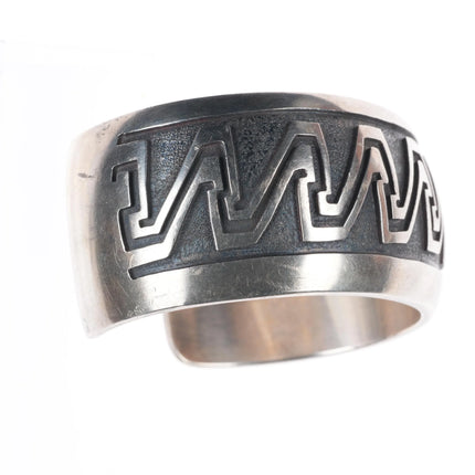 6.3" DS Native American Overlay cuff bracelet Navajo/Hopi sterling silver