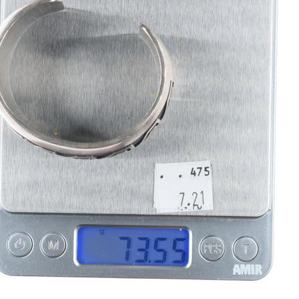 6.3" DS Native American Overlay cuff bracelet Navajo/Hopi sterling silver