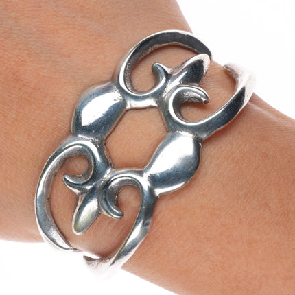 6.2" Vintage Navajo sandcast sterling silver cuff bracelet