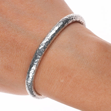 6" Emilia Castillo Modernist hammered sterling silver cuff bracelet w/amethyst