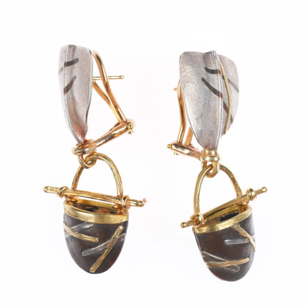 Carolyn Morris Bach 2007 Retro 18k gold/Sterling silver modernist earrings