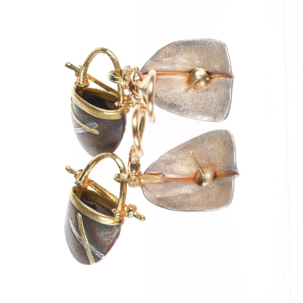 Carolyn Morris Bach 2007 Retro 18k gold/Sterling silver modernist earrings