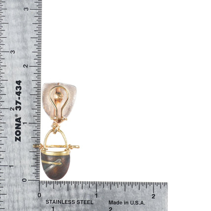 Carolyn Morris Bach 2007 Retro 18k gold/Sterling silver modernist earrings