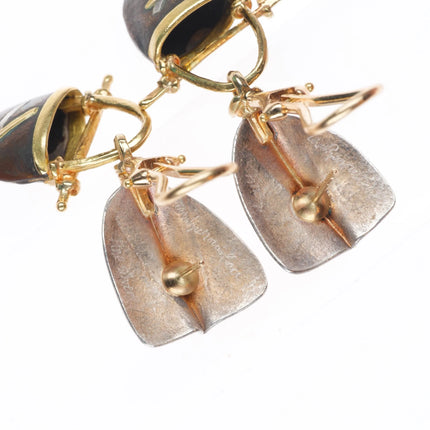 Carolyn Morris Bach 2007 Retro 18k gold/Sterling silver modernist earrings