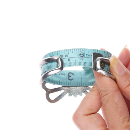 6.2" Vintage Navajo sterling silver sandcast cuff bracelet butterfly form