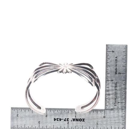 6.2" Vintage Navajo sterling silver sandcast cuff bracelet butterfly form
