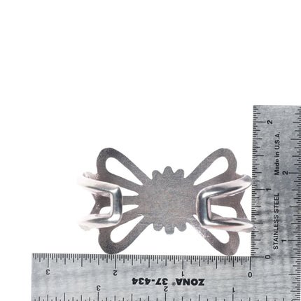 6.2" Vintage Navajo sterling silver sandcast cuff bracelet butterfly form