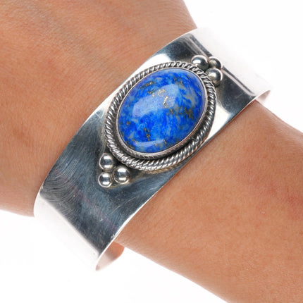 7" Vintage J.W. Toadlena Navajo sterling silver lapis lazuli cuff bracelet