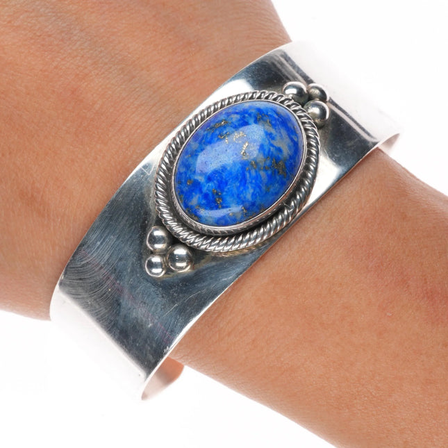 7" Vintage J.W. Toadlena Navajo sterling silver lapis lazuli cuff bracelet