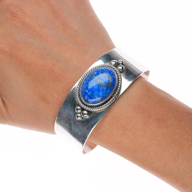 7" Vintage J.W. Toadlena Navajo sterling silver lapis lazuli cuff bracelet