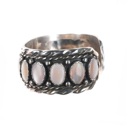 6.25" FMA Vintage Navajo sterling silver pink mother of pearl  row cuff bracelet