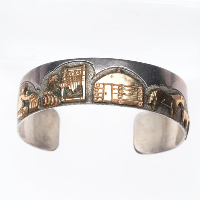 6.5" Jacob Kahe Navajo Cuff bracelet size 7.5 ring sterling silver storyteller