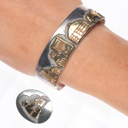 6.5" Jacob Kahe Navajo Cuff bracelet size 7.5 ring sterling silver storyteller