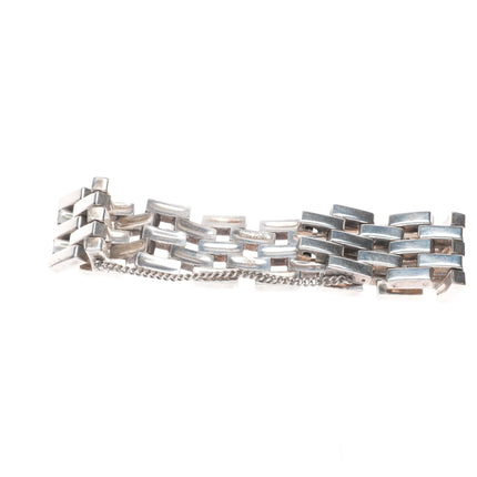 7" 1940's Mexican modernist sterling silver link bracelet CA