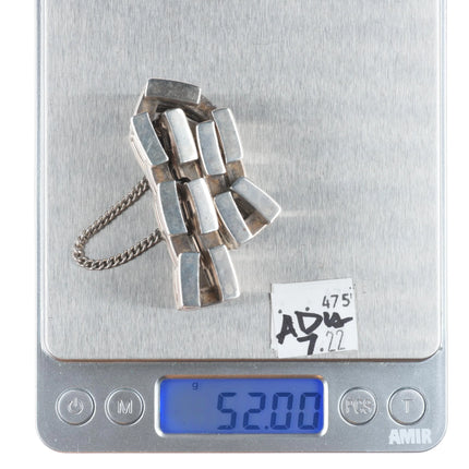 7" 1940's Mexican modernist sterling silver link bracelet CA