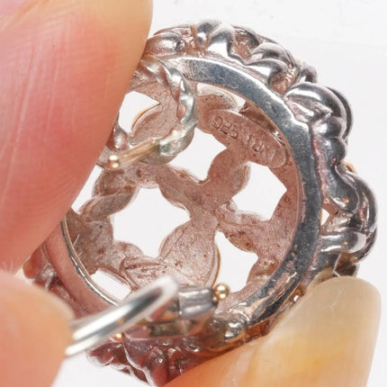 6.5" Retro Bill Blass sterling silver/18k gold cuff bracelet/earrings set