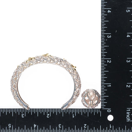 6.5" Retro Bill Blass sterling silver/18k gold cuff bracelet/earrings set