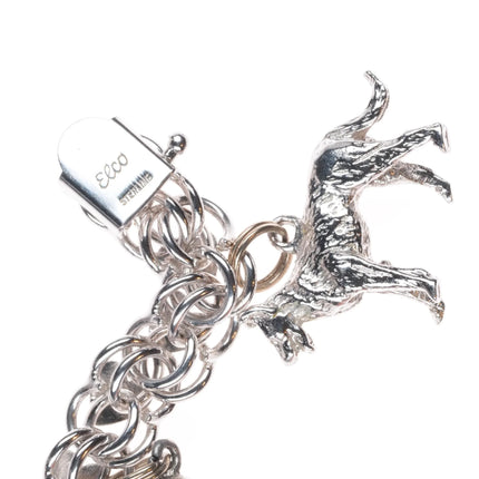 6.5" Retro Elco 1960's Sterling silver dogs lovers charm bracelet