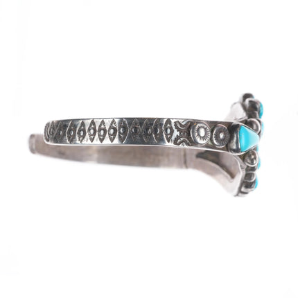 6.3" c1930's Navajo  sterling silver cluster cuff bracelet w/intricate stampings