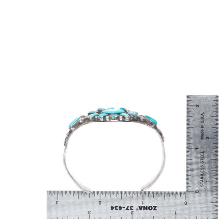 6.3" c1930's Navajo  sterling silver cluster cuff bracelet w/intricate stampings