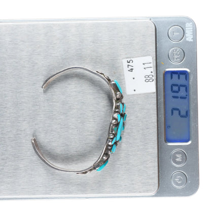 6.3" c1930's Navajo  sterling silver cluster cuff bracelet w/intricate stampings