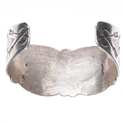 6.5" Wide 30's-40's Navajo sterling silver 3 stone turquoise cuff bracelet