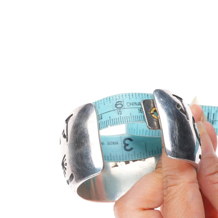 6.25" Vintage Navajo sterling silver Kokopelli heavy overlay cuff bracelet